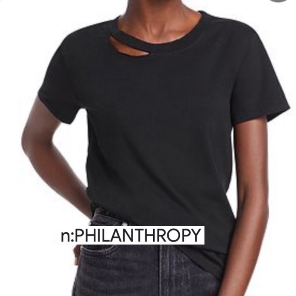 n:PHILANTHROPY striped  distressed T-shirt,  L, CB2260